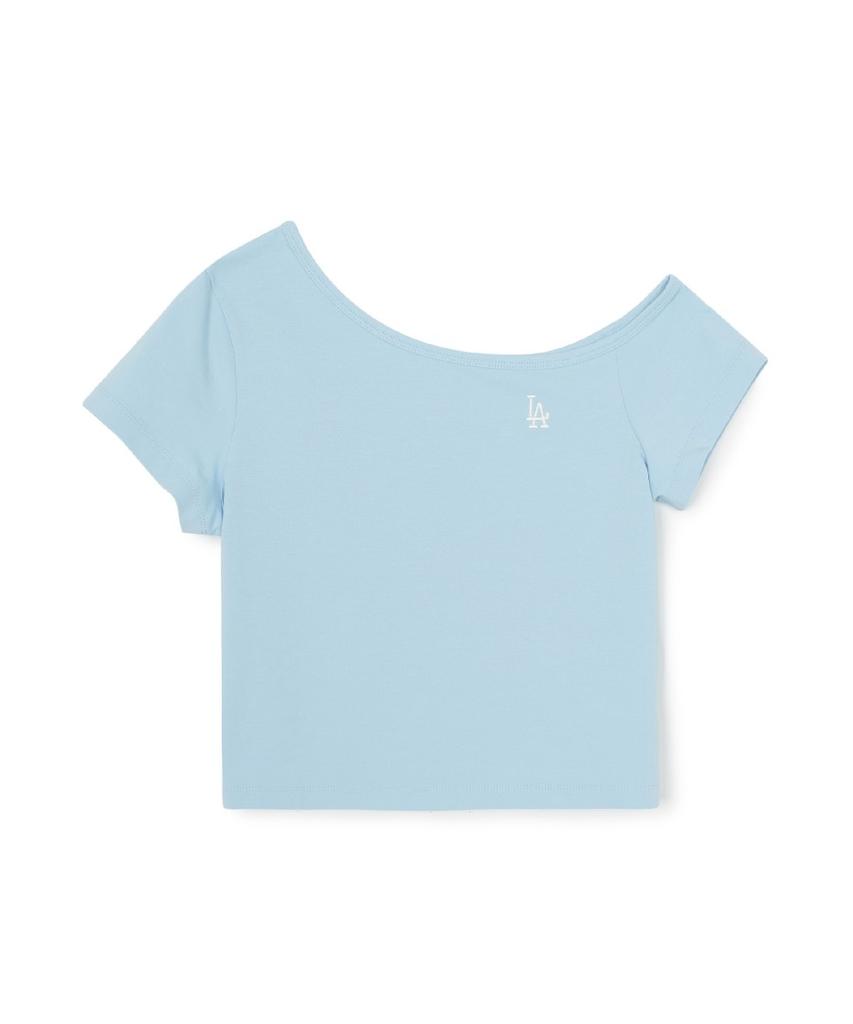 Emelbi Women'S Basic Off-Shoulder Short Sleeve T-Shirt La (Mg.Blue)