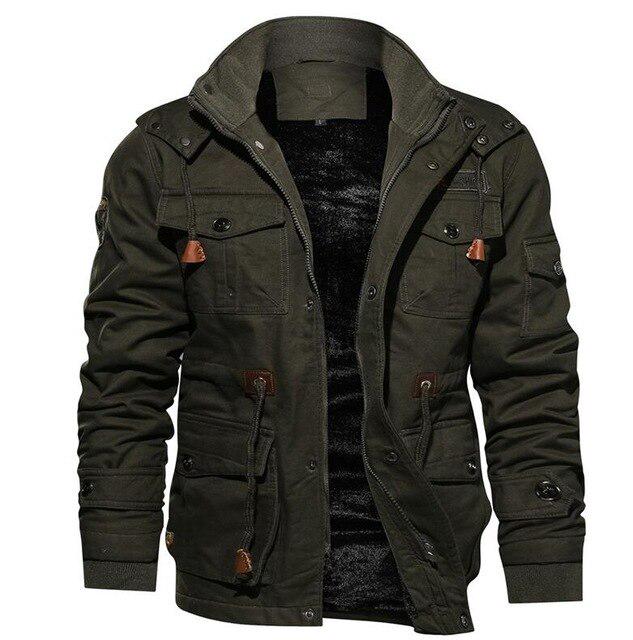 Men's Winter Jacket Casual Thick Thermal Coat Army Pilot Jackets Force Cargo Outwear Fleece Jacket