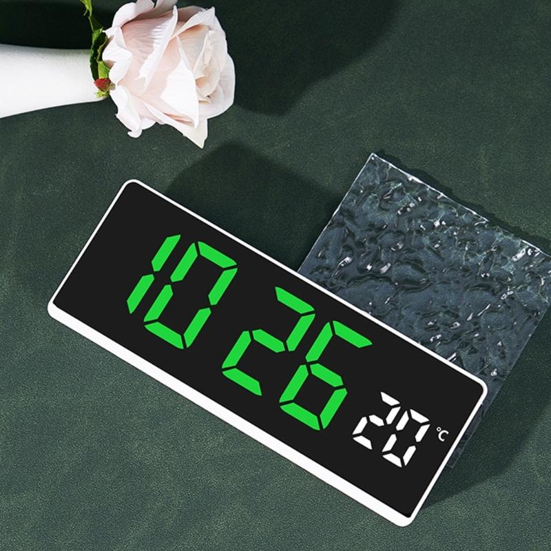 LED Digital Alarm Clock Wall Clock with Timer Date Temperature Display Bed Side Clock for Student,Office,Travel Use