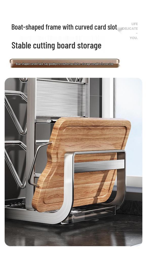 Wielofunkcyjny wiszący stojak kuchenny ze stali nierdzewnej z deską do krojenia i uchwytem na pokrywki do garnków