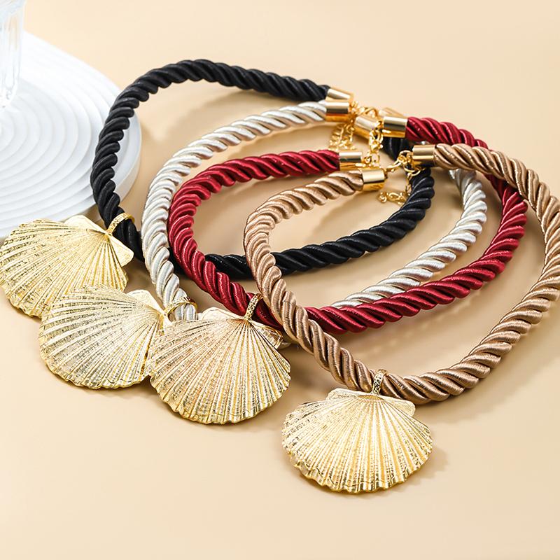 Sommer Seilkette Muschel Anhänger Halsketten Ohrringe Schmucksets Für Frauen Boho Strandparty Schmuckset Geburtstagsgeschenk