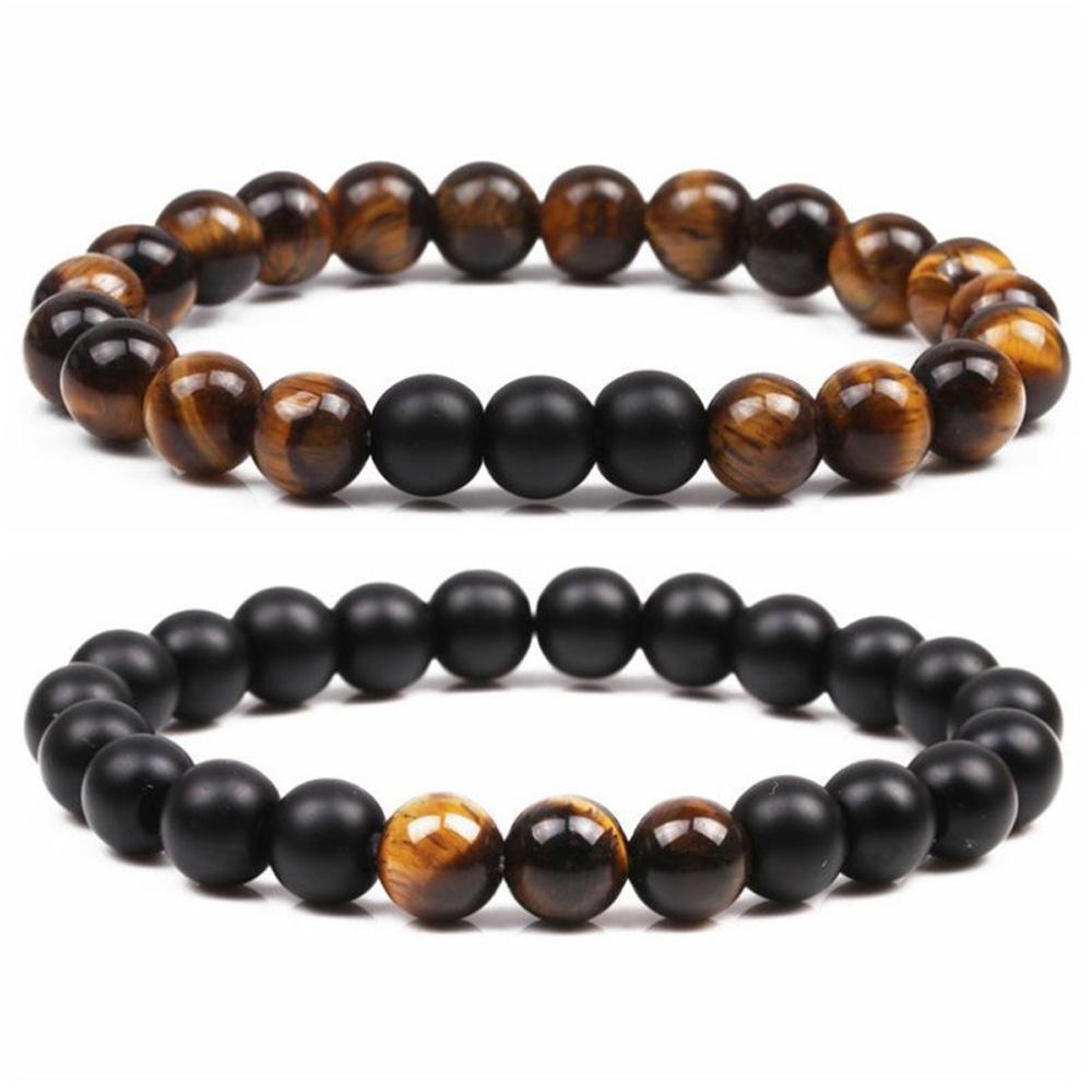 Chakra Beaded Bracelet Men 8mm 12mm Natural Stone Lava Rock Tiger Eye Onyx Matte Howlite Healing Beads Charm Yoga Women Jewelry