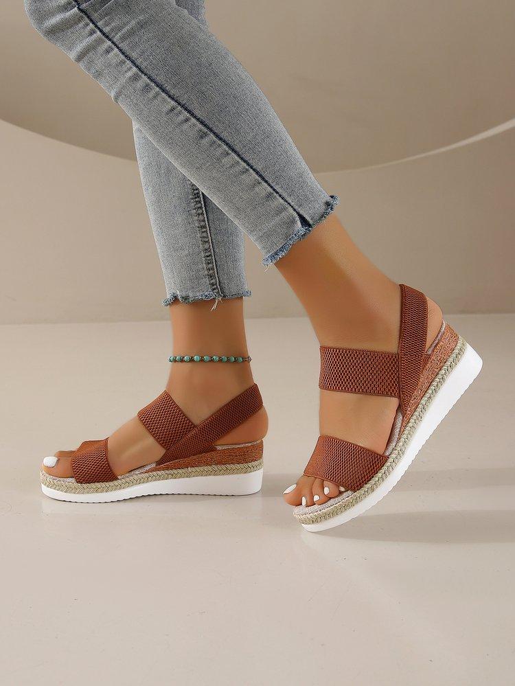 

Европа и Соединенные Штаты внешняя торговля 2025 новые сандалии женские пеньковая веревочная подошва рыбий носок танкетка толстая подошва эластичная лента задний ремешок быть 43 коричневый