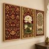 Livin'luxe Set of 3 Vintage Floral Lotus Apple Tree Wall Paintings with Sparkle Laminate, Premium Wooden Synthetic Frame, Botanical Art
