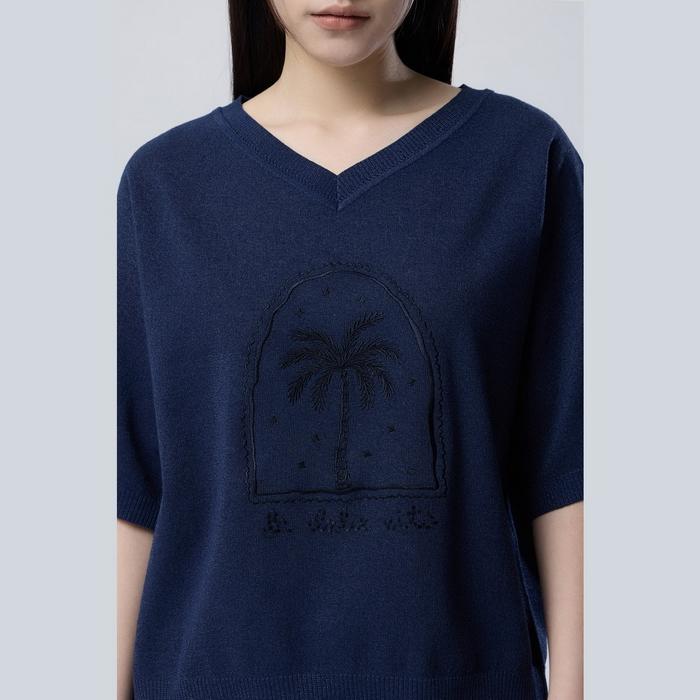 Benetong Palm Tree V-Neck Knit_Bakpe4631Ny