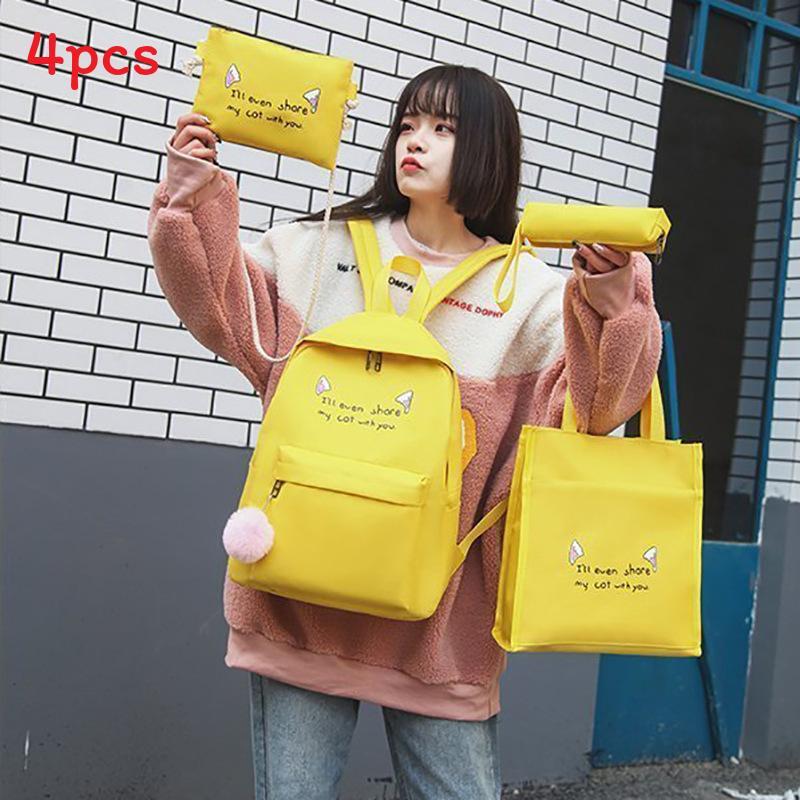 Casual Student Bookbag With Breathable Back System And Letter Print Design