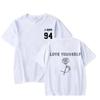2025 New Women's T-shirt Flower Printed Fashion Versatile Top Love Yourself Text Printed Style Clothing