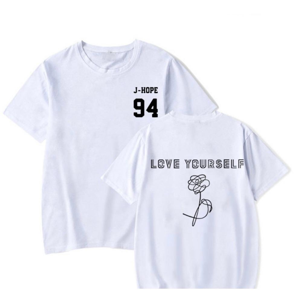 2025 New Women's T-shirt Flower Printed Fashion Versatile Top Love Yourself Text Printed Style Clothing