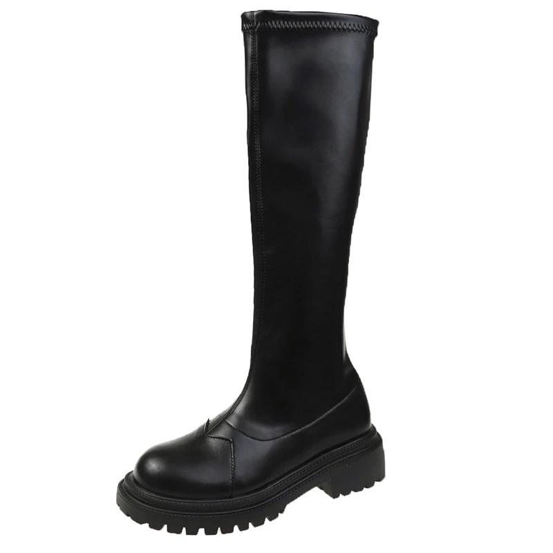 2024 New Autumn Women High Boots Fashion Ladies Soft Leather Flats Long Boots Back Zippers Women's Footwear