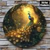 Peacock 2D Round Ornament 8x8in - Home Office Kitchen Wall Art Decor, Christmas Wedding Holiday Gift