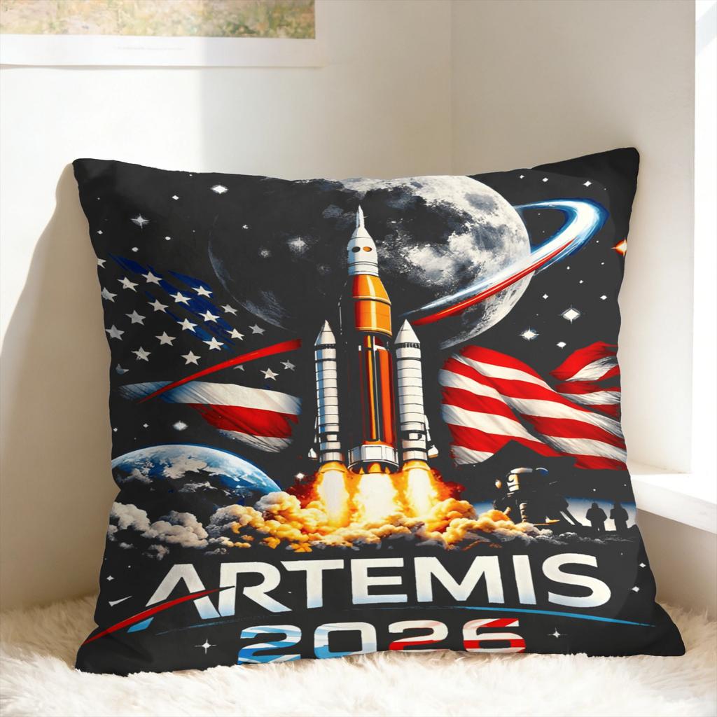 Artemis II Back to the Moon 2026 Pillow Cover  Comfy Cushion Cover Kawaii Pillow Case For Sofa Home Decoration