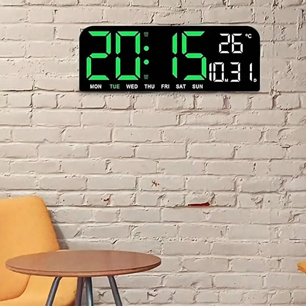 12/24H Format Large Digital Clock Date Week Alarm Clock Electronic Dual Alarms  Bedside Table