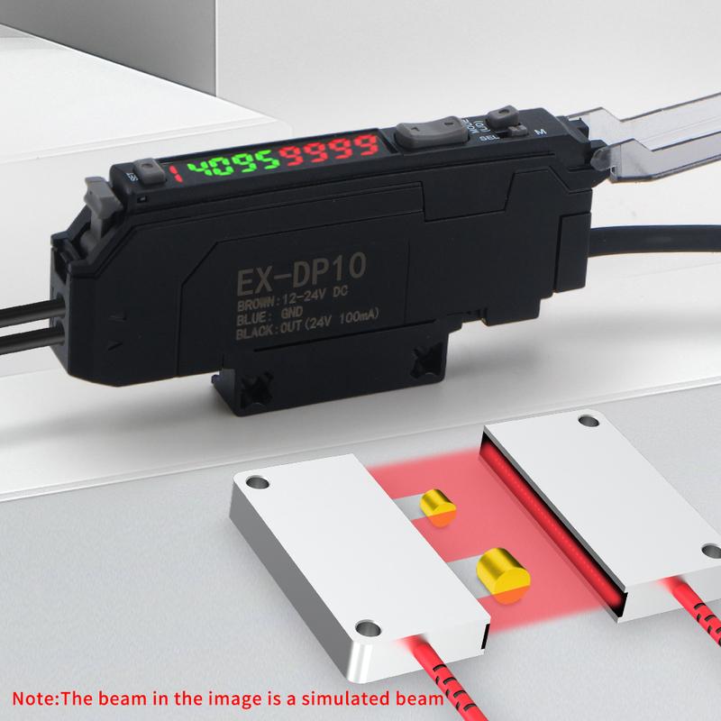 GTRIC Through-Beam Matrix Array Fiber Optic Sensor Set With Digital Display Amplifier 12-24V DC PNP Fast Response Optical Switch