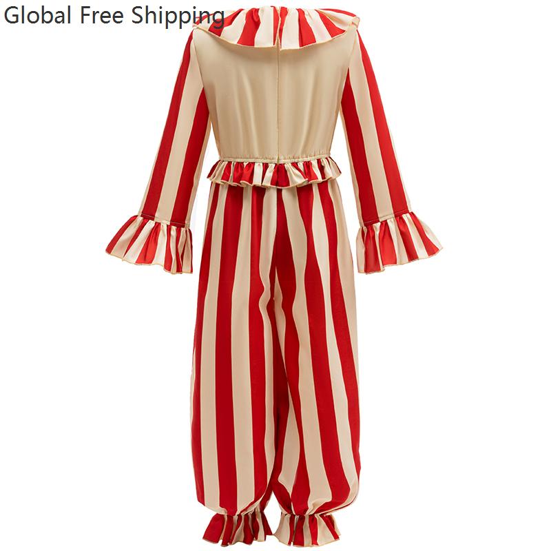 Weihnachts-Strampler Kinder Clown Gestreift Süßigkeiten Set Cosplay Kostüm Mädchen Jungen Clown Strampler Halloween Karnevalsparty Karneval