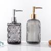 Colored 400ml Glass Hand Soap Bottle – Transparent, Thickened, Press-Type with Vertical Stripes.