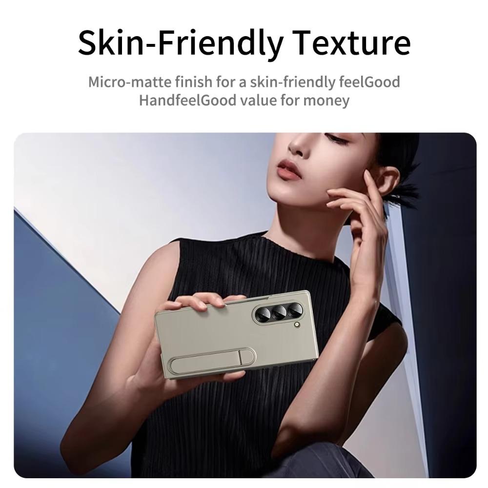 Alloy Metal Lens Protect Phone Case for Samsung Galaxy Z Fold 7 6 5 4 3 Ultra-thin Skin Feel Kickstand Shockproof Cover