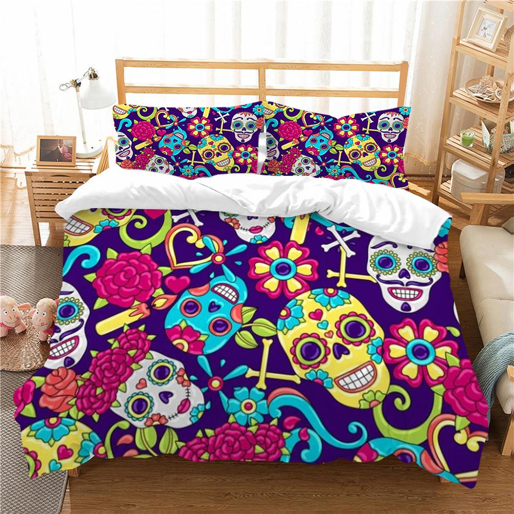 3D Skull Printing Duvet Cover Set Cartoon Bedding Set Highend Pillowcase Children Bedding Suit Single Size Double Size Bed Cover