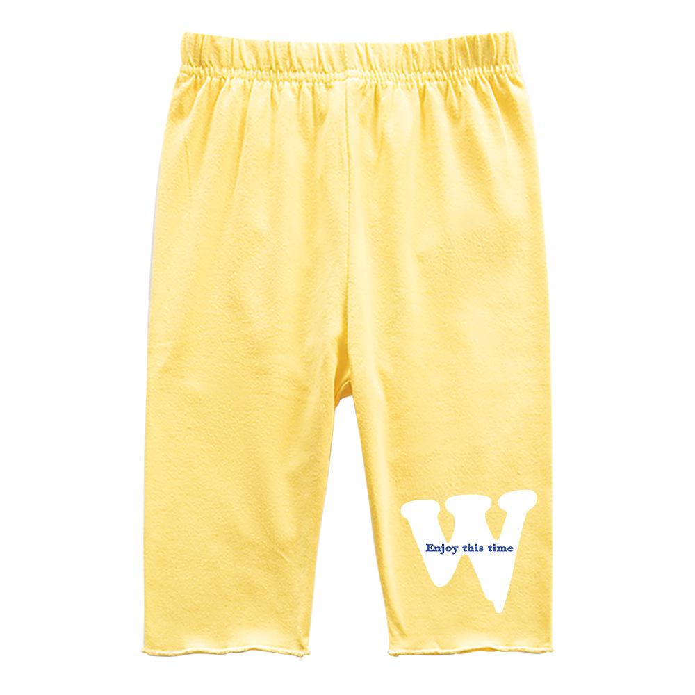 Girls  Cartoon Print Three-Quarter Cotton Pants - Stylish Summer Trousers for Kids