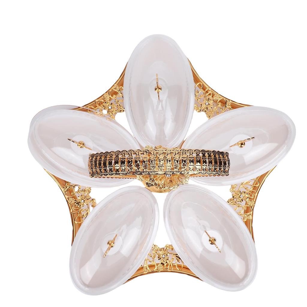 Divided Platter Gold Exquisite Serving Tray with 5 Oval Compartments Handle Lids for Fruits Nuts  
