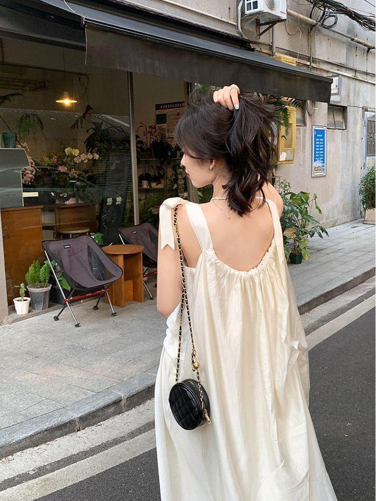Fairy Summer Strappy Halter Dress: Casual Off-Shoulder Sleeveless Maxi Dress