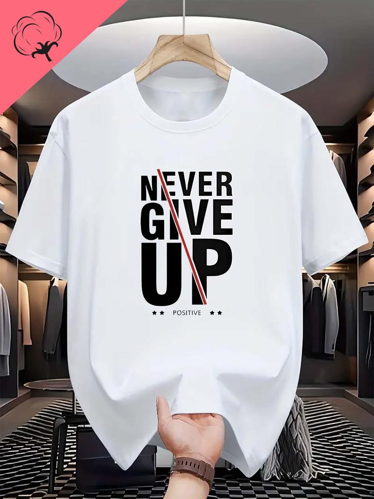 Unisexs Positive Monogram Print Tshirt Never Give Up Fashion Letter Graphic Casual Shortsleeved Comfortable Top Goth Tshirts