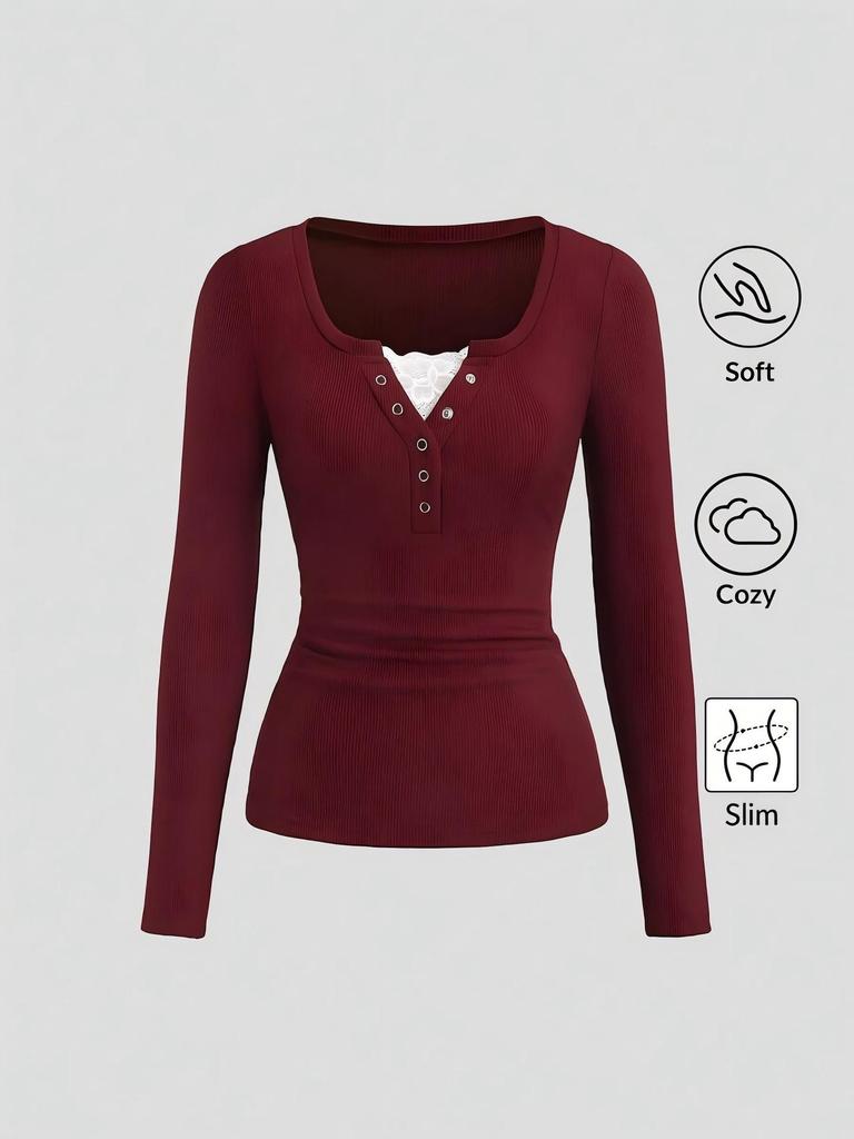 2026 Autumn Women's Slim Long-Sleeved T-Shirt - Early Autumn Regular Shoulder Top