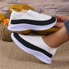 Chaussures de Sport Grande Taille pour Femmes Semelle Épaisse Couleur Unie Décontractées Flyknit Maille Respirante Chaussures Simples Légères Tricotées Baskets 36-43