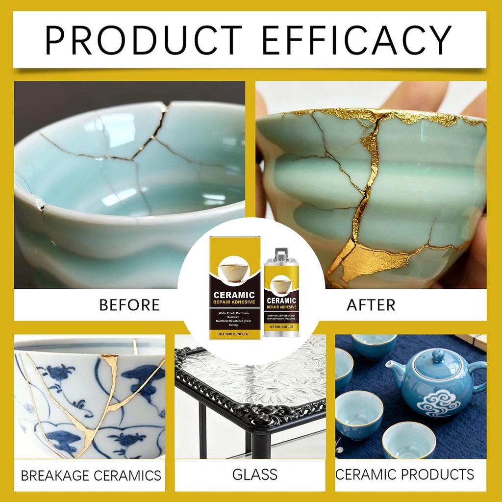 Sada na opravu porcelánu Rozbitá keramika Sklo Opravné lepidlo Sada Lepidlo Renovace pro Umění Řemesla Talíř Podšálek Šálek Nádobí Vázy