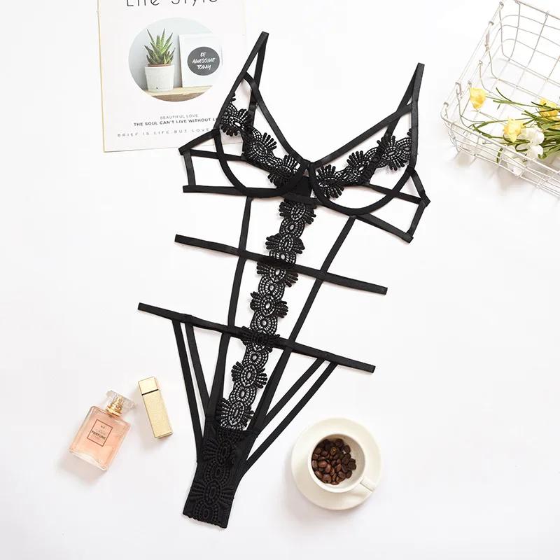 Sekizli Kadın Babydoll İç Giyim Nakışlı Bandajlı Vücut Giysileri Egzotik Striptizci Kıyafetleri Seksi İç Giyim Setleri