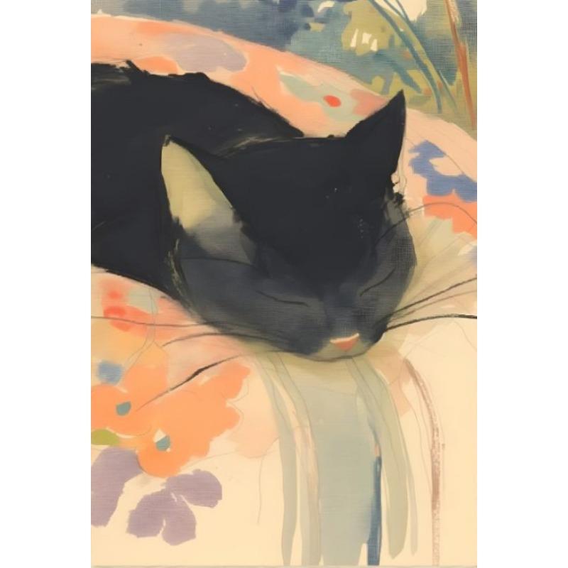 Vintage Japanese Cat Eat Ramen Sushi Maneki Neko Poster Kitchen Wall Art Apanese Cat Neko Wall Decor Canvas Painting Restaurant