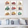 TRAMIN 9 pcs Construction Room Decor For Boys - Toddler Boy Room Decor, Truck Wall Art For Kids Room, Car Pictures Wall Decor For Bedroom Playroom,