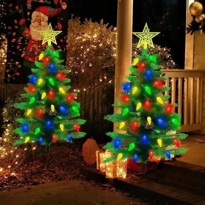 Outdoor Solar Christmas Tree Lights Waterproof LED Garden Lamps For Lawn Patio Landscape Decoration Party Decor