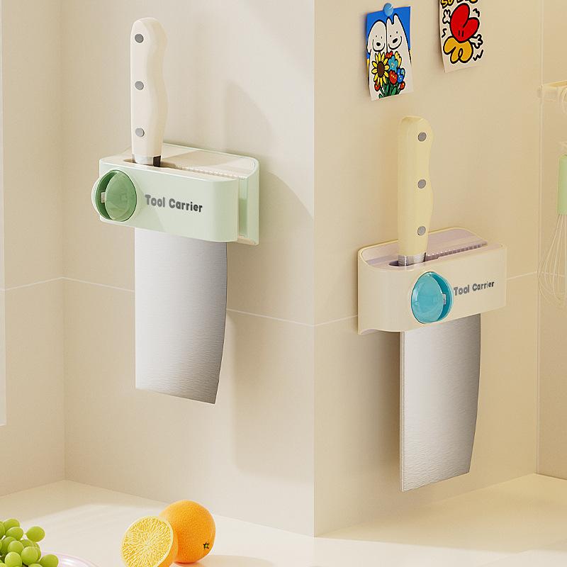 Wall-mounted Multi-Functional Sharpening Stone and Knife Holder Combination Kitchen Knife Storage Rack - No Drilling Required