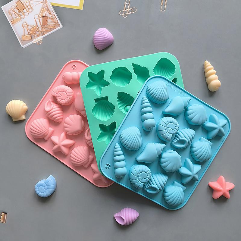 16 Cavity Shell Conch Starfish And Other Shaped Silicone Molds Diy Candy Mousse Pastry Pudding Chocolate Cake Baking Mold