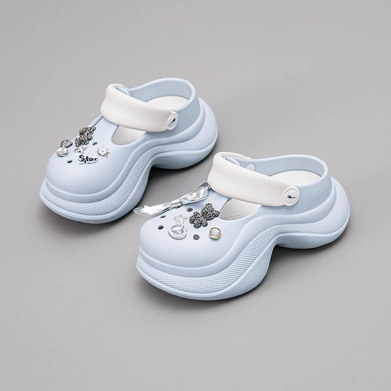 

CH1610-Яркий медведь женская обувь 2025 новая летняя обувь с отверстиями женские универсальные толстоподошвенные мягкоподошвенные увеличивающие рост шлепанцы 35