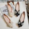 Women Flat Diamond Bow Shoes Women Autumn Fashion Breathable Work Shoes Ladies Casual Outdoor Ladies Pointed Shallow Big Size 43