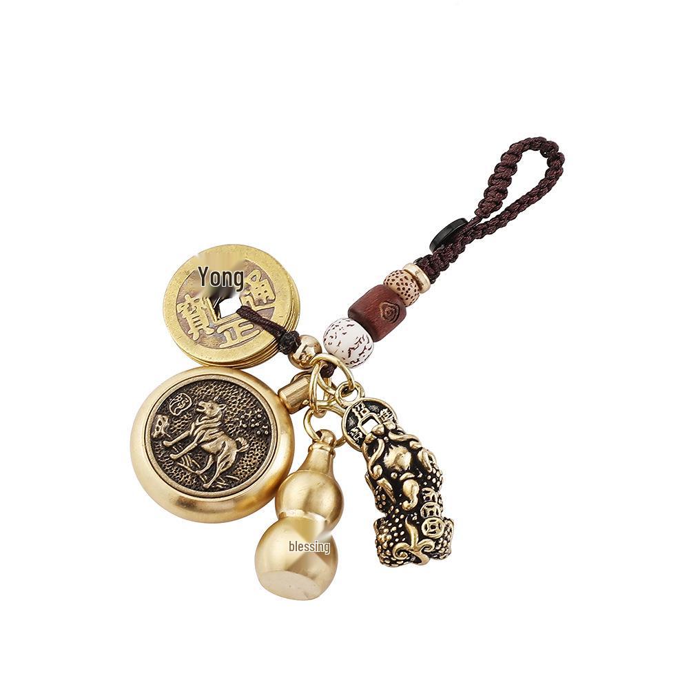 Zodiac Five Emperors Coins Keychain Pendant Ornament