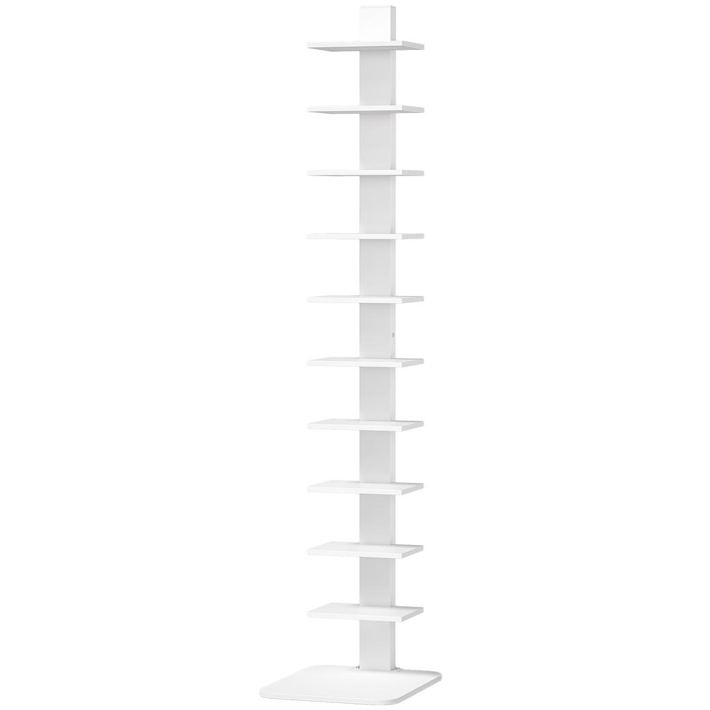 Libreria Moderna A 11 Ripiani Salvaspazio In Stile Industriale 34.5x41.5x163.5 Cm Bianco