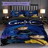 1PC Coraline Pattern Bedding Quilt Set Quilt Cover Pillowcase Home Decoration Birthday Gift (1 * Duvet Cover + 2 * Pillowcase, Without Core)