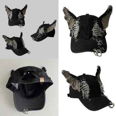 3D Dog Ear Baseball Hat for Adult Unisex Autumn Spring Casquette Hat Outdoor Sun Caps Casual Distressed Hiphop Dance Hat