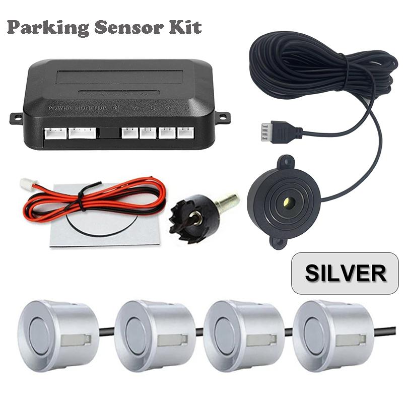 First Safe 12V 22mm Car Parking Sensor Kit Universal 4 Sensors Buzzer Reverse Backup Radar Sound Alert Indicator Probe System