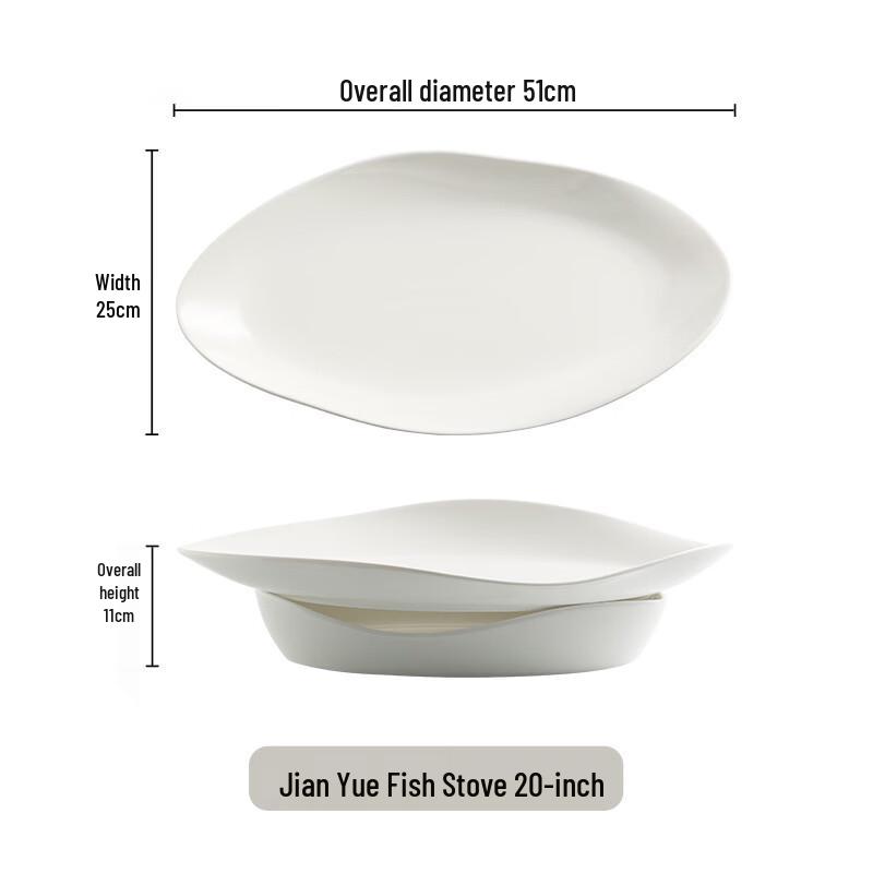 Diruien Ceramic Japanese Style Fish Plate with Warming Base