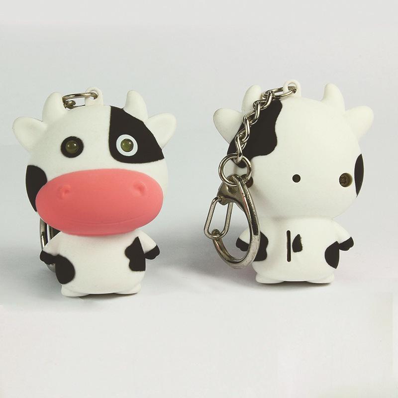 LED Luminous Sound-Emitting Cow Keychain and Phone Case Accessory