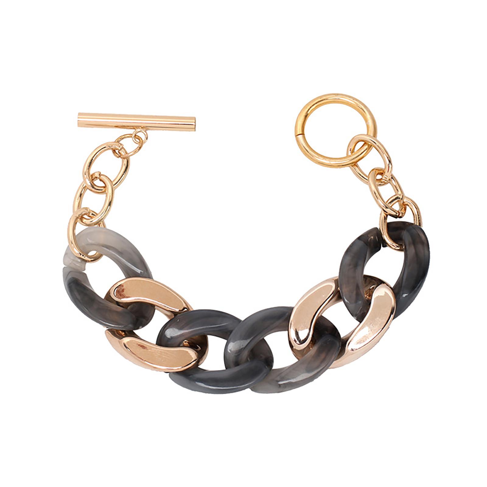 

Двухцветная ручная цепочка, браслет-бенгл из смолы конфетного цвета, модное украшение, подарок на День матери для женщин, осенне-зимний аксессуар серый