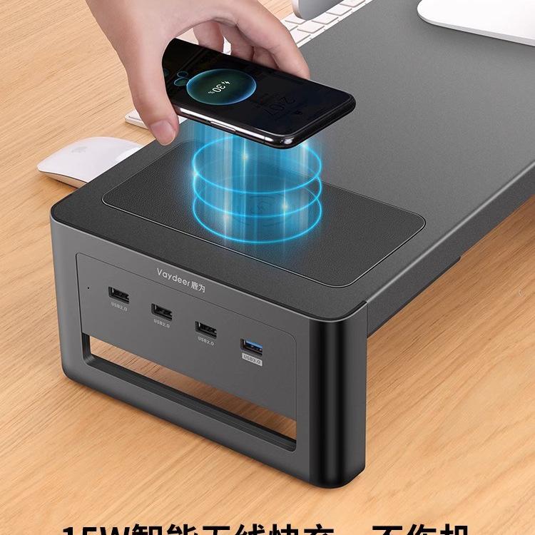 RGB Computer Monitor Riser Stand with USB Ports and Storage