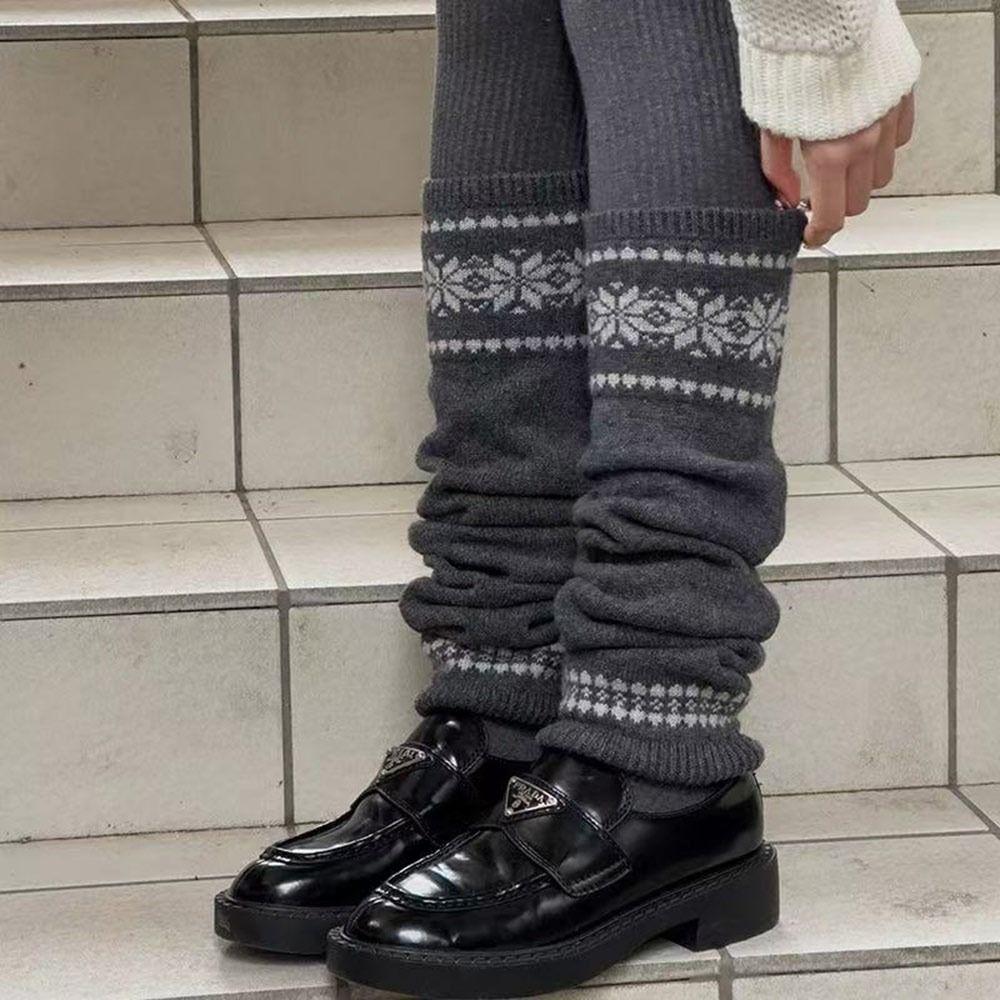 Knitted Leg Warmers Warm Long Socks Casual Knee Socks Autumn Winter