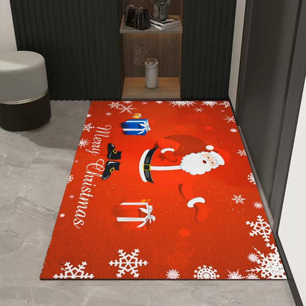 Merry Christmas Santa Claus Snowman Carpet Party Living Room Sofa Bedroom Bedside Study Entrance Door Rug Non-slip Decor Mat