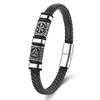 Black Leather Rope Cowhide Men's Double-layer Genuine Leather Woven Bracelet Handmade Multi-layer Leather Bracelet