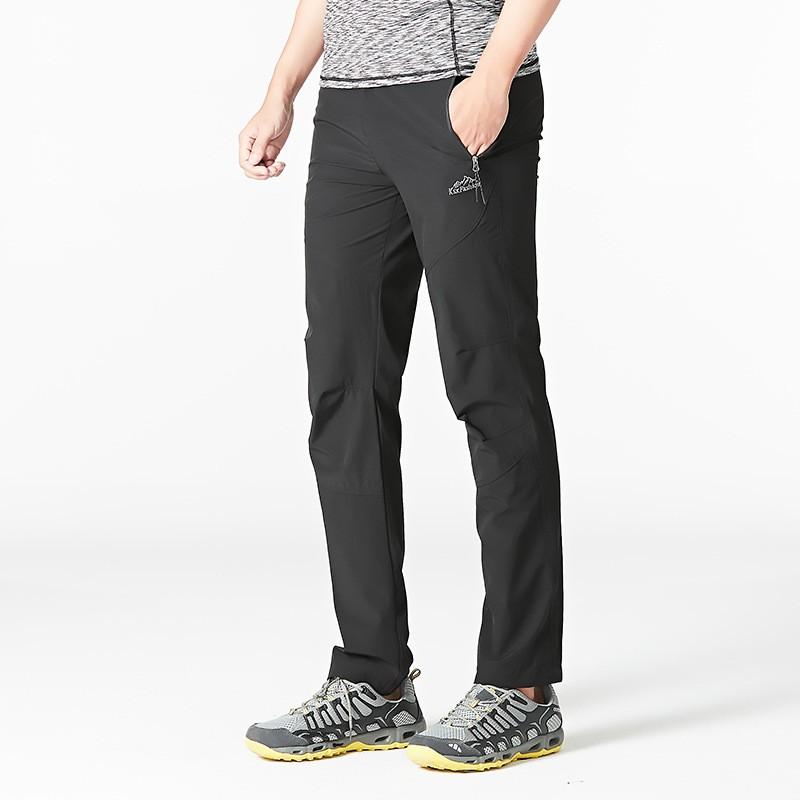 

Мужские летние тонкие брюки больших размеров для улицы, быстросохнущие, эластичные брюки для хайкинга, простые дышащие облегающие брюки L чёрный
