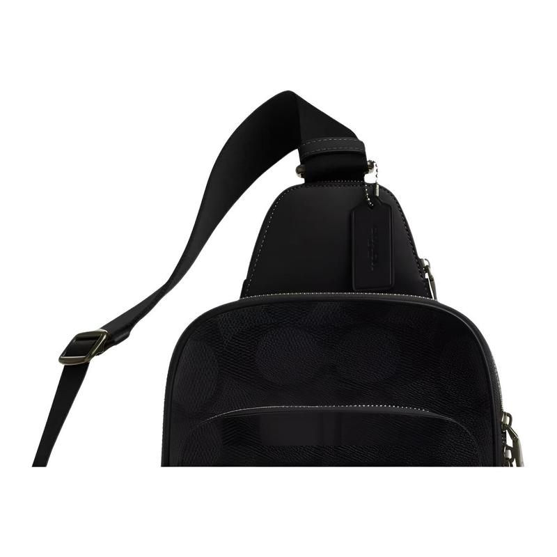 COACH ETHAN Pack 21 Brand Logo Print Coated Canvas Chest Bag Small Men's Black